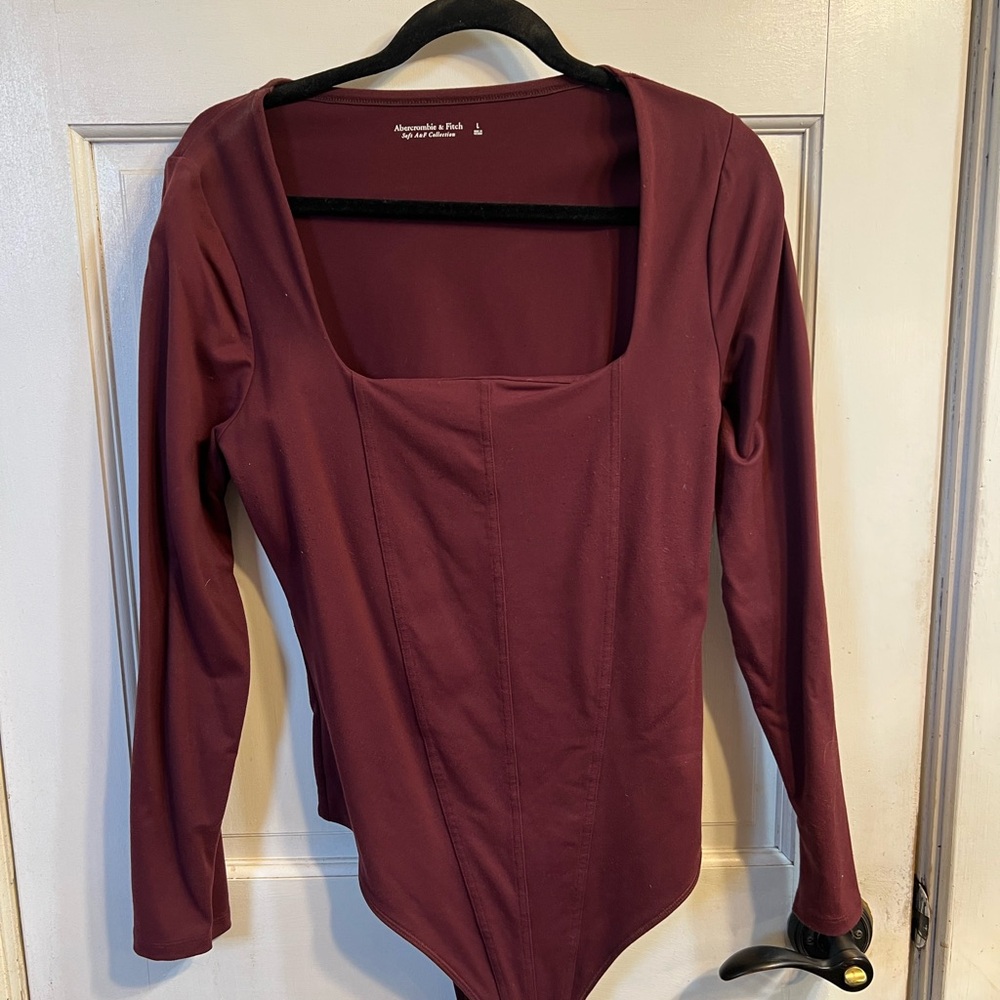 Abercrombie Burgundy Longsleeve Square neck Bodysuit